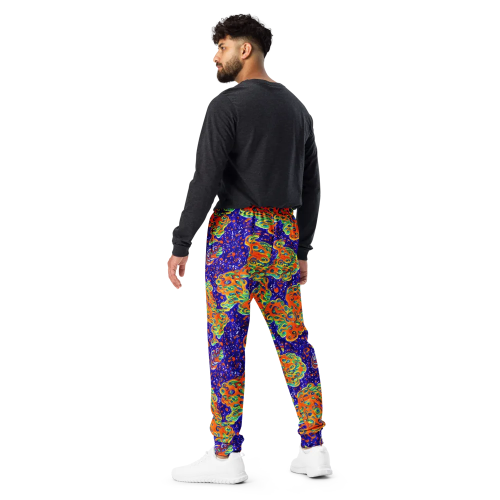 Blue Flame Bloom on Men's Joggers — Back