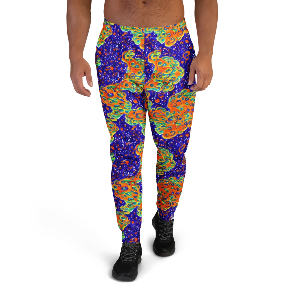 Blue Flame Bloom on Men's Joggers — Front