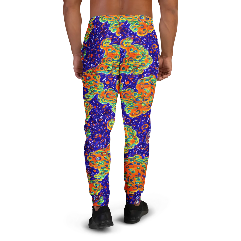 Blue Flame Bloom on Men's Joggers — Back