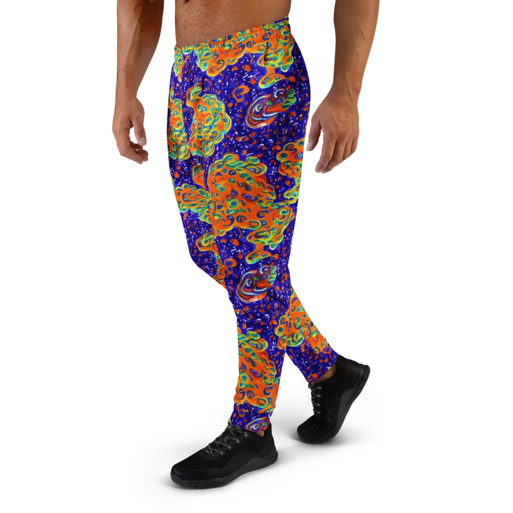 Blue Flame Bloom on Men's Joggers — Left