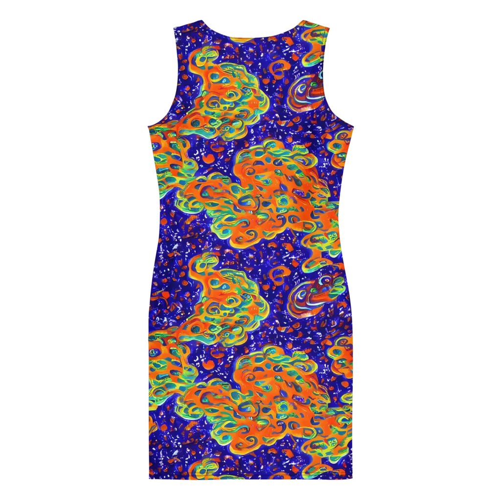 Blue Flame Bloom on Bodycon Dress — Back