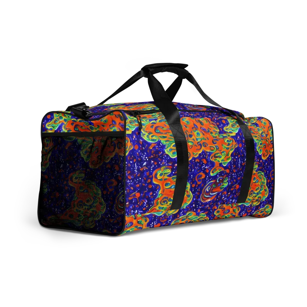 Blue Flame Bloom on Duffle Bag — Right Front