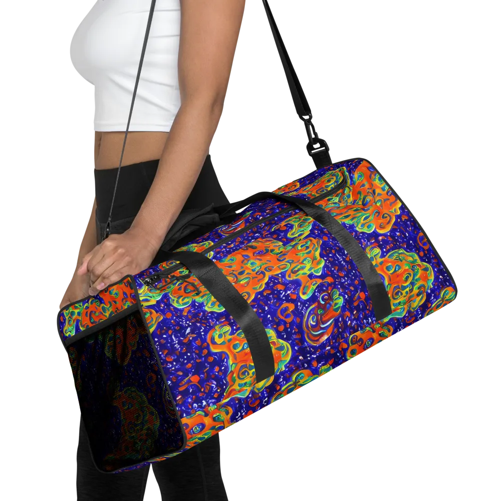 Blue Flame Bloom on Duffle Bag — Front