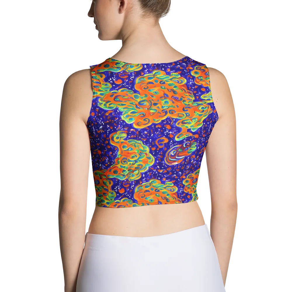 Blue Flame Bloom on Crop Top — Back