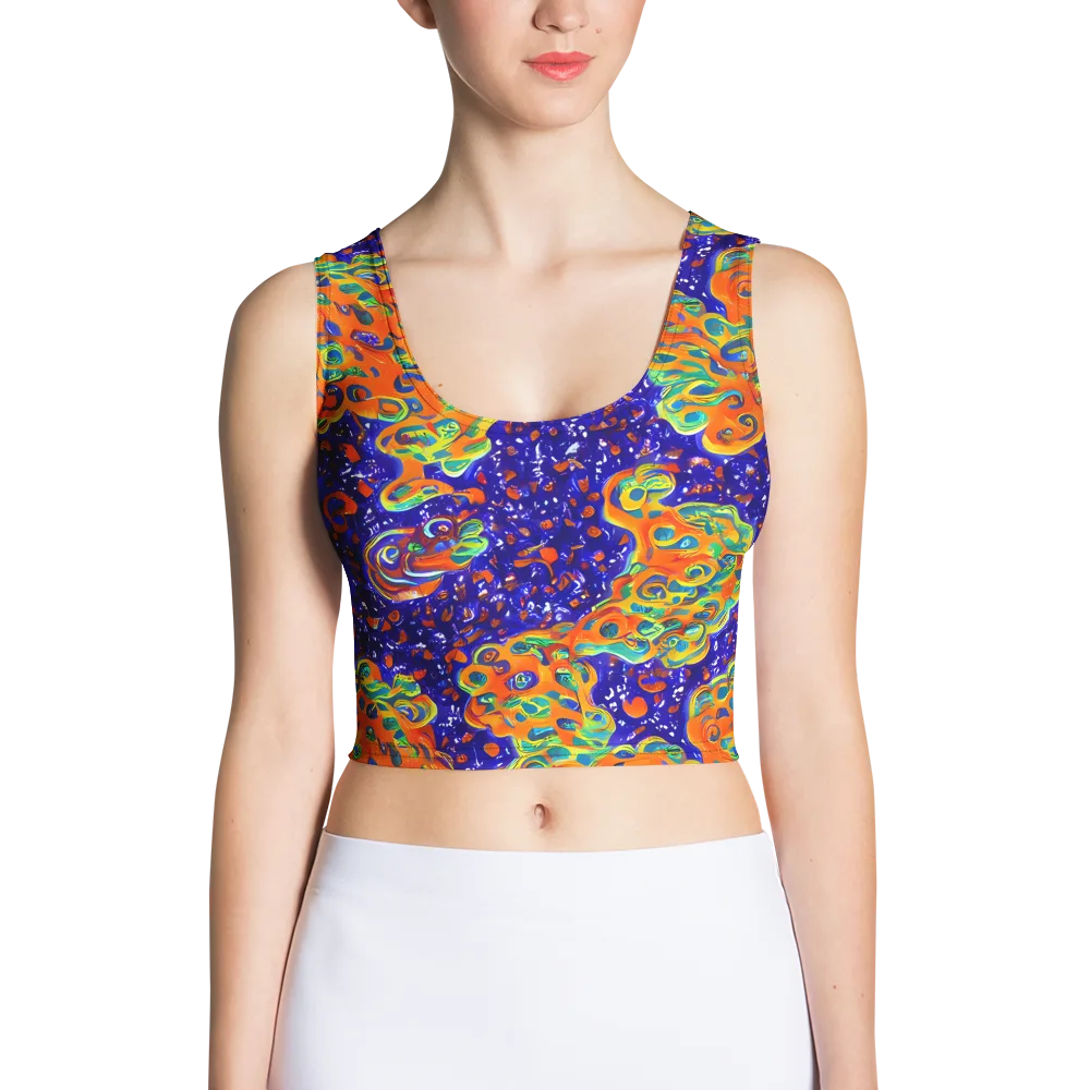 Blue Flame Bloom on Crop Top — Front