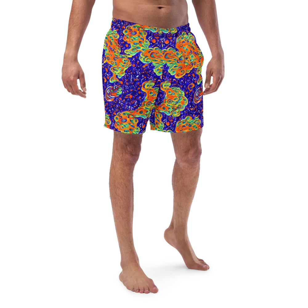 Blue Flame Bloom on Swim Trunks — Front