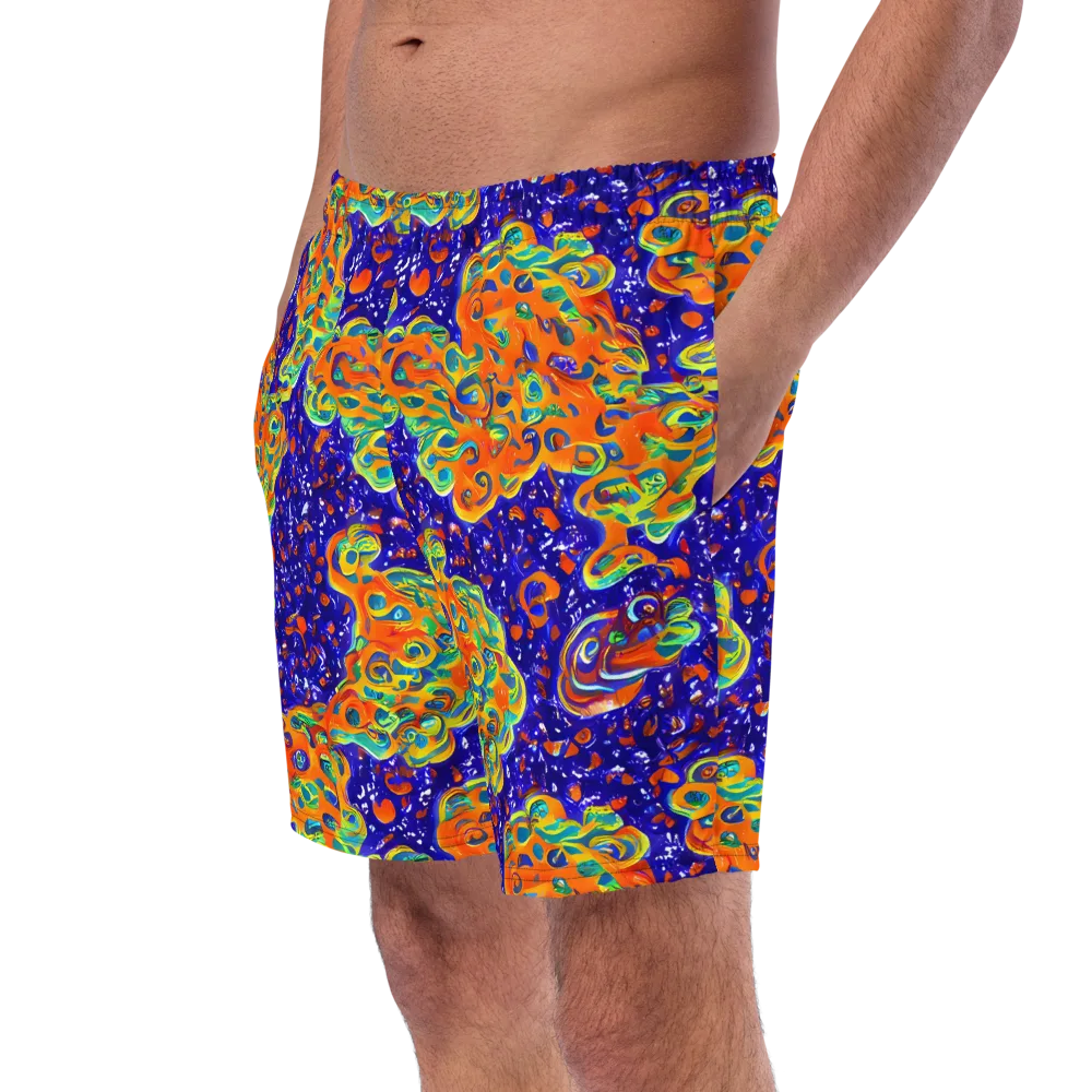 Blue Flame Bloom on Swim Trunks — Left Front