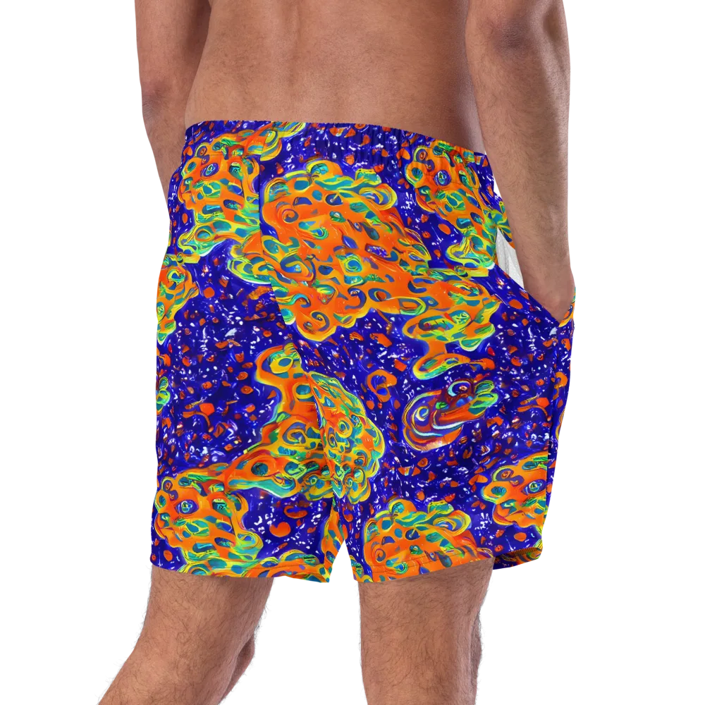 Blue Flame Bloom on Swim Trunks — Right Back