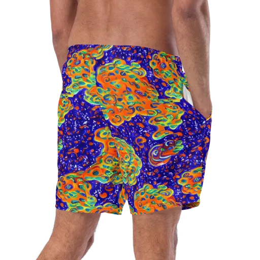 Blue Flame Bloom on a Swim Trunks