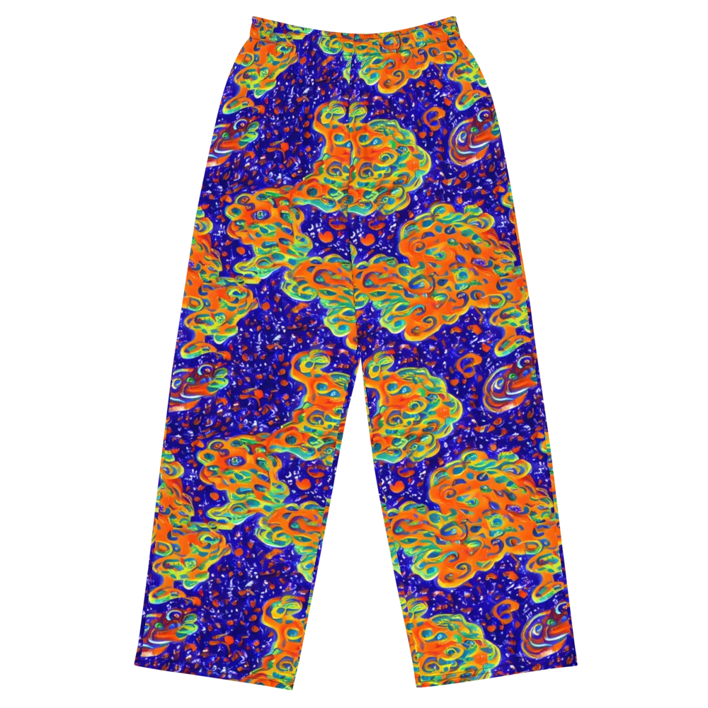 Blue Flame Bloom on Wide-Leg Pants — Front