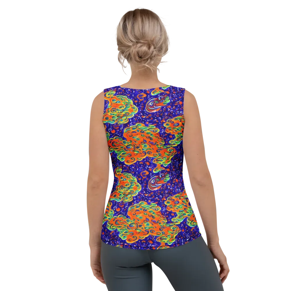 Blue Flame Bloom on Women's Tank Top — Back
