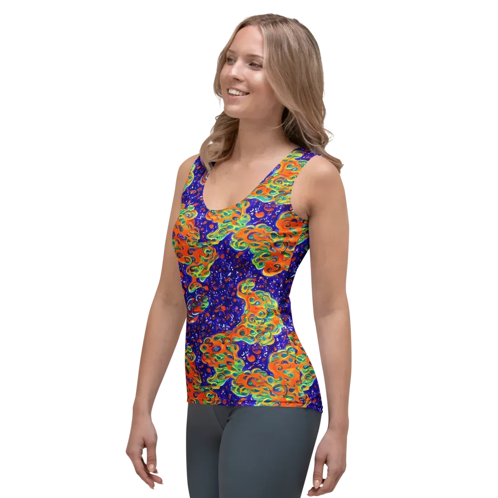 Blue Flame Bloom on Women's Tank Top — Left Front