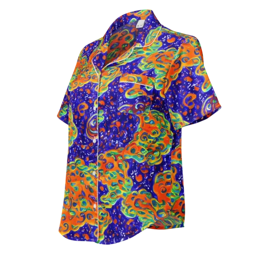 Blue Flame Bloom on a Women's Short Sleeve Pajama Top