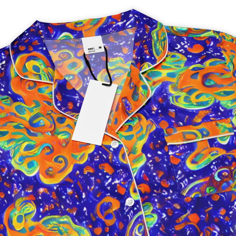 Blue Flame Bloom on Women's Short Sleeve Pajama Top — Product details
