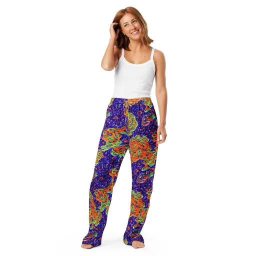 Blue Flame Bloom on a Women's Pajama Pants