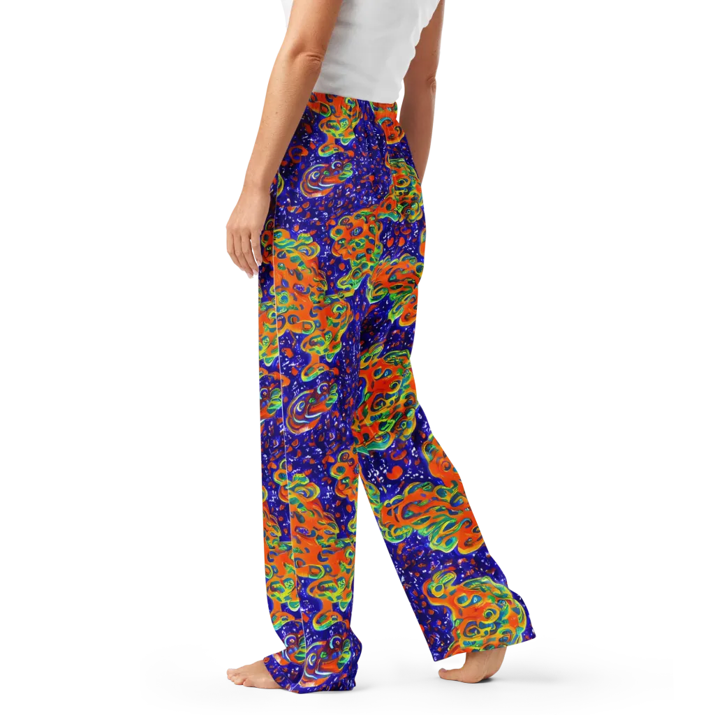 Blue Flame Bloom on Women's Pajama Pants — Left