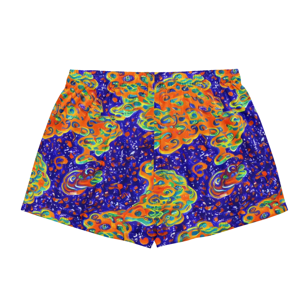 Blue Flame Bloom on Women's Pajama Shorts — Back