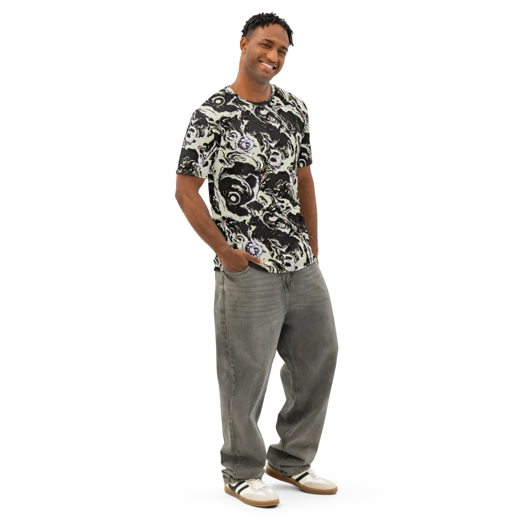 Black Opal Surge on Men's Cotton Crew Neck T-Shirt — Right Front