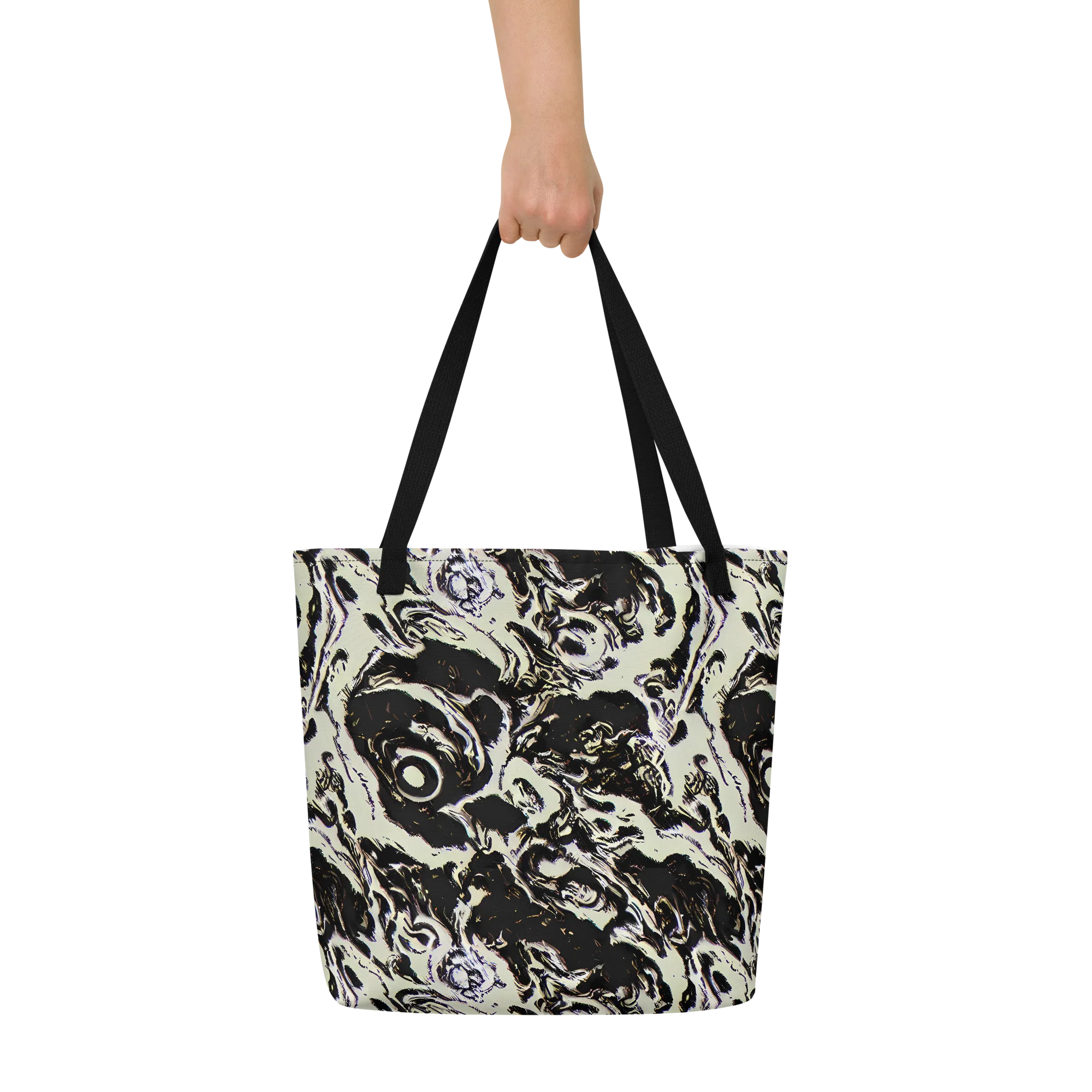 Black Opal Surge on Large Tote Bag W/ Pocket — Front