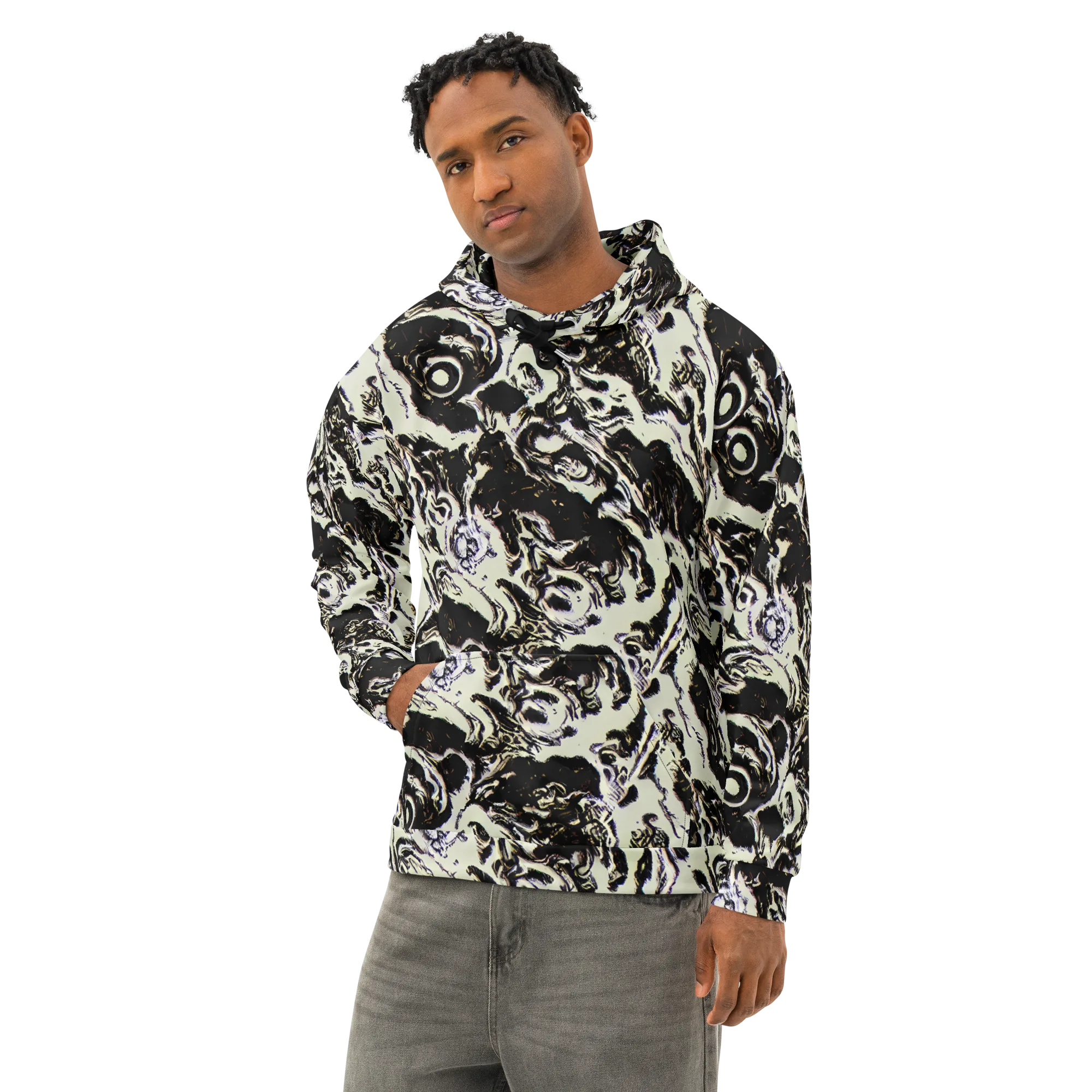 Black Opal Surge on Cotton Hoodie — Left Front