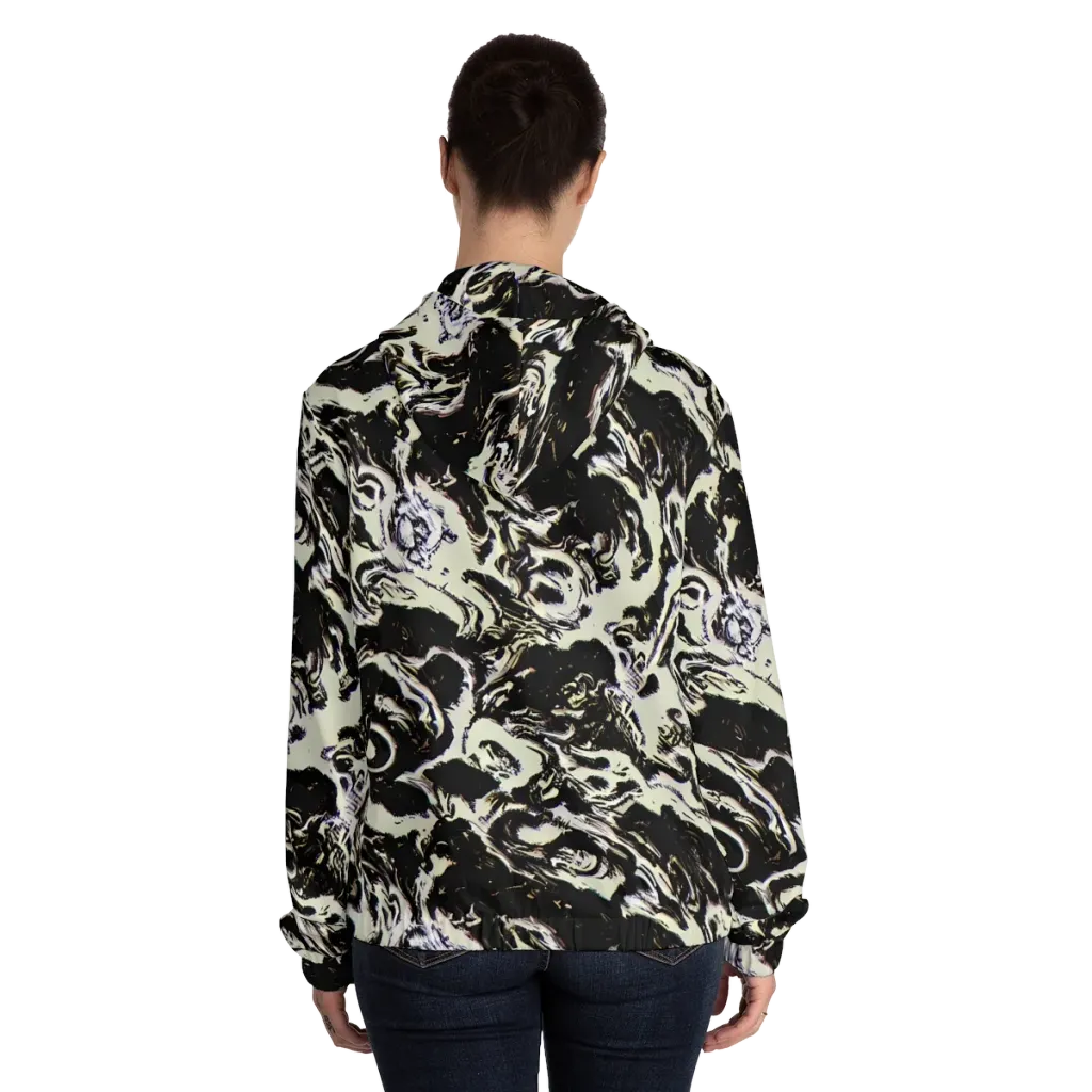 Black Opal Surge on Women's Full-Zip Hoodie — Back On Person