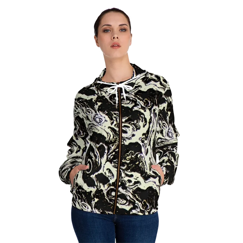 Black Opal Surge on Women's Full-Zip Hoodie — Front On Person