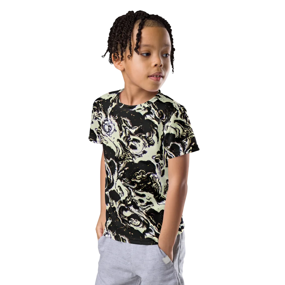 Black Opal Surge on Kids Crew Neck T-Shirt — Left Front