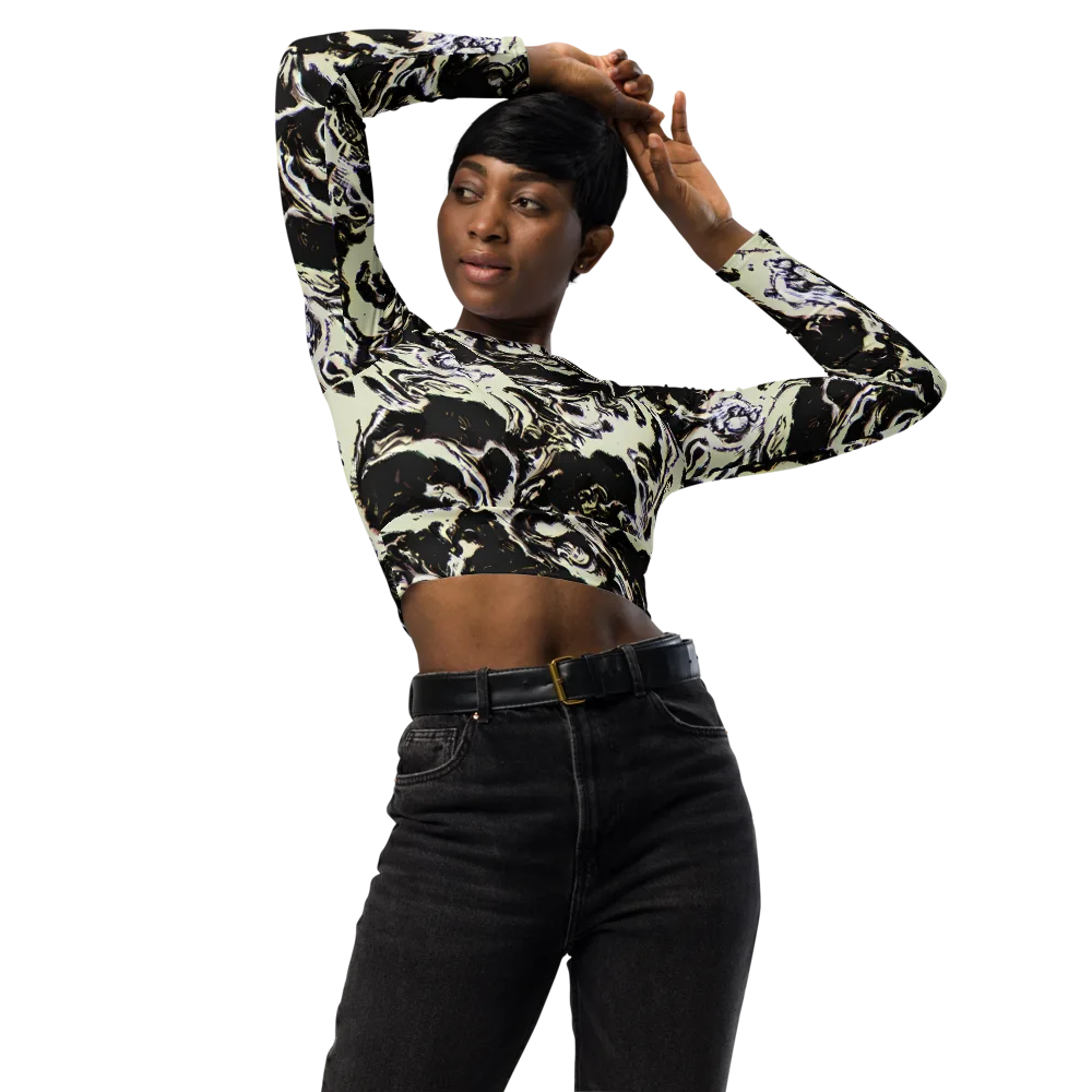 Black Opal Surge on Long Sleeve Crop Top — Front