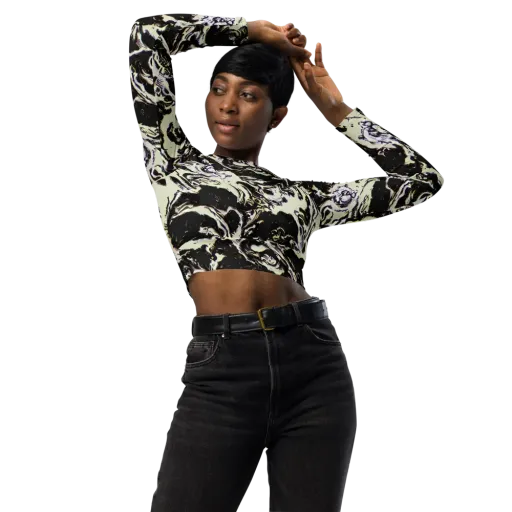 Black Opal Surge on a Long Sleeve Crop Top