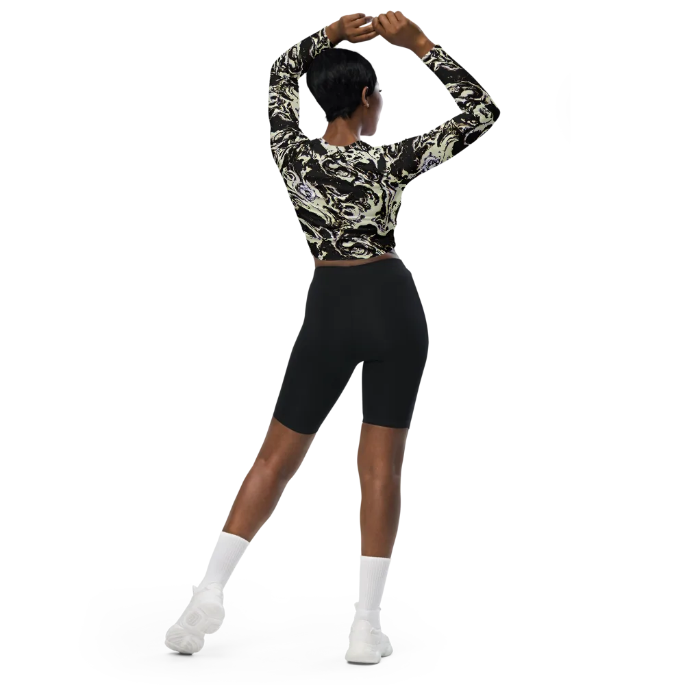 Black Opal Surge on Long Sleeve Crop Top — Back