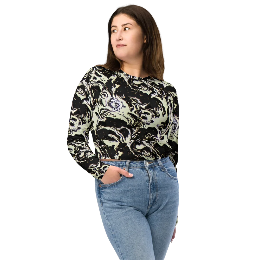 Black Opal Surge on Long Sleeve Crop Top — Front