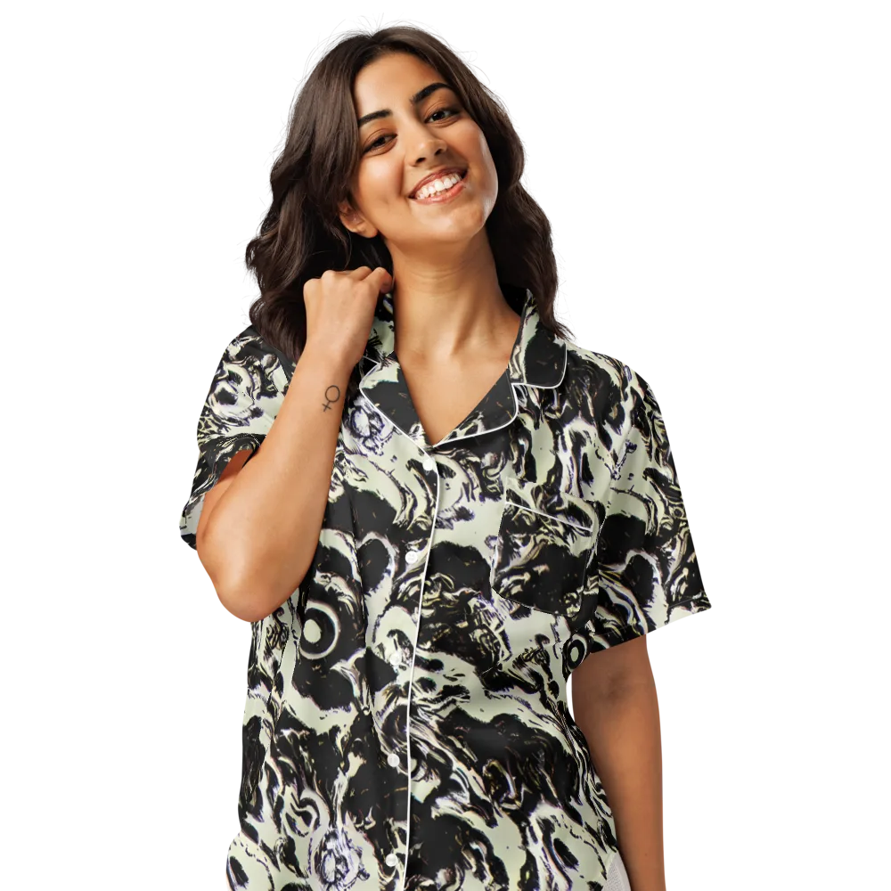 Black Opal Surge on Women's Short Sleeve Pajama Top — Front