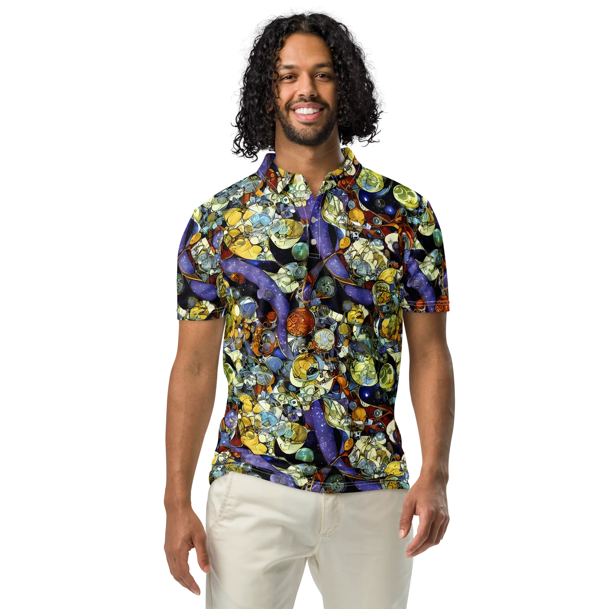 Galactic Relics on Men's Slim Fit Polo Shirt — Front
