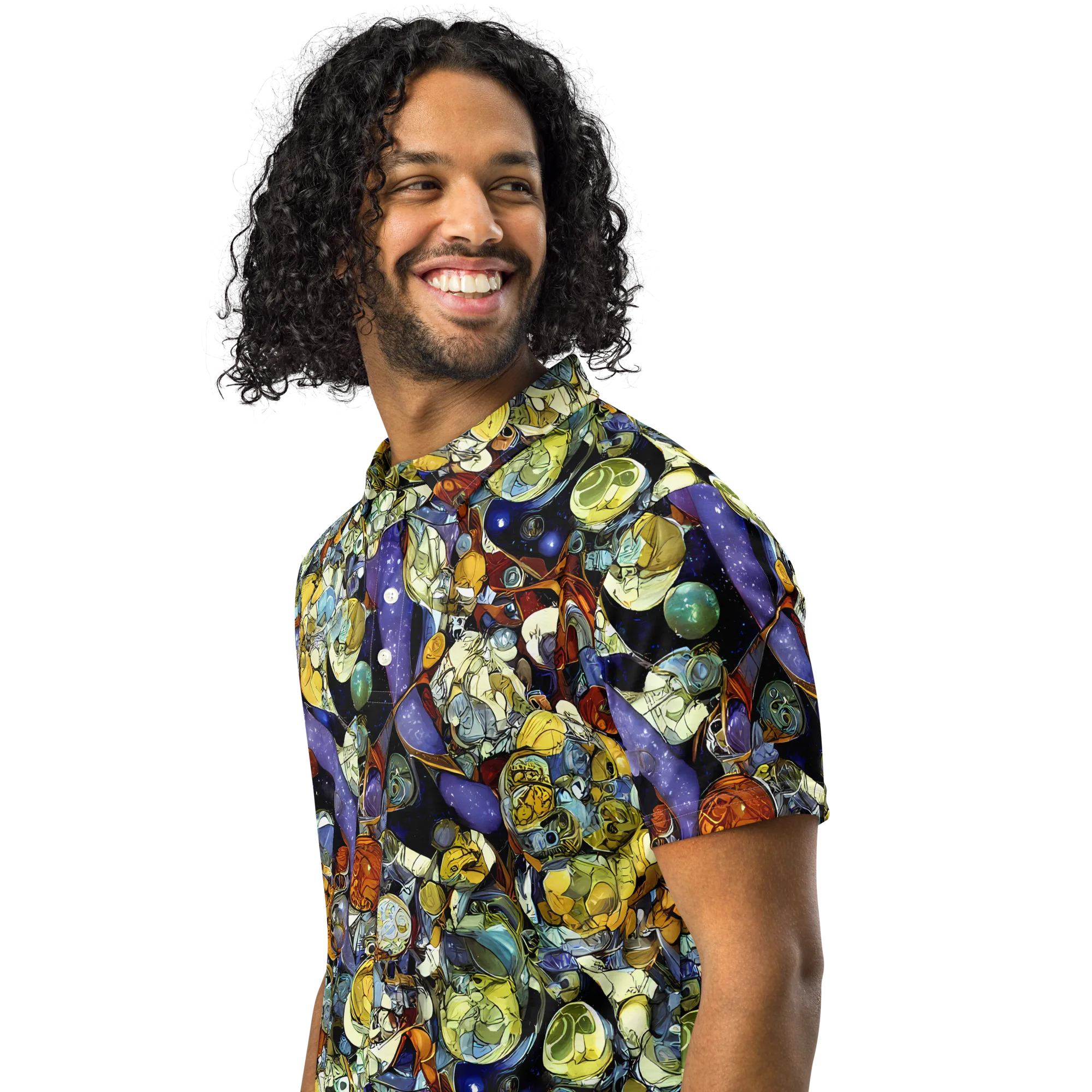 Galactic Relics on Men's Slim Fit Polo Shirt — Left Front