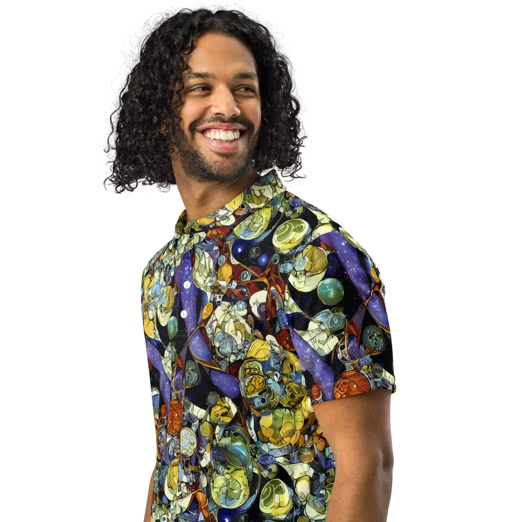 Galactic Relics on Men's Slim Fit Polo Shirt — Left Front