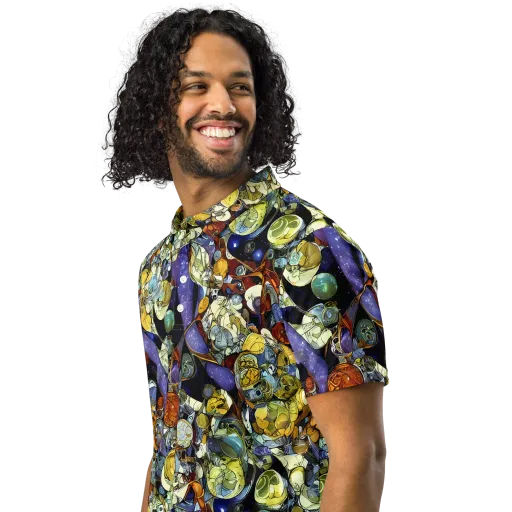 Galactic Relics on a Men's Slim Fit Polo Shirt