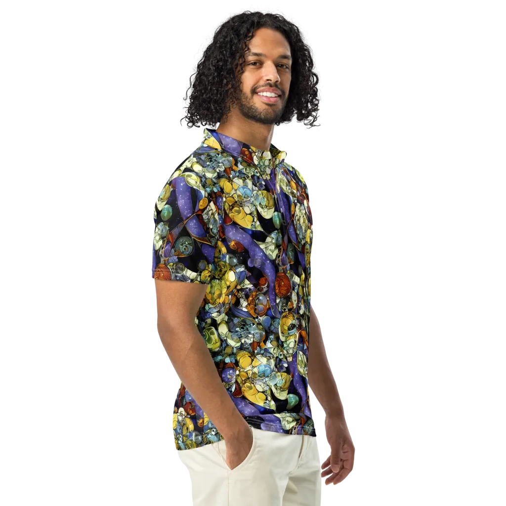 Galactic Relics on Men's Slim Fit Polo Shirt — Right Front