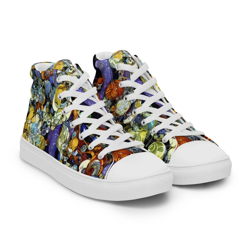 Galactic Relics on Men's High Top Canvas Shoes — Right Front