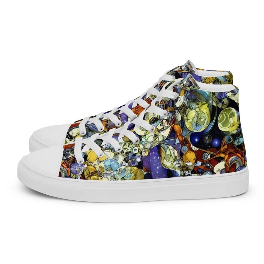 Galactic Relics on Men's High Top Canvas Shoes — Left