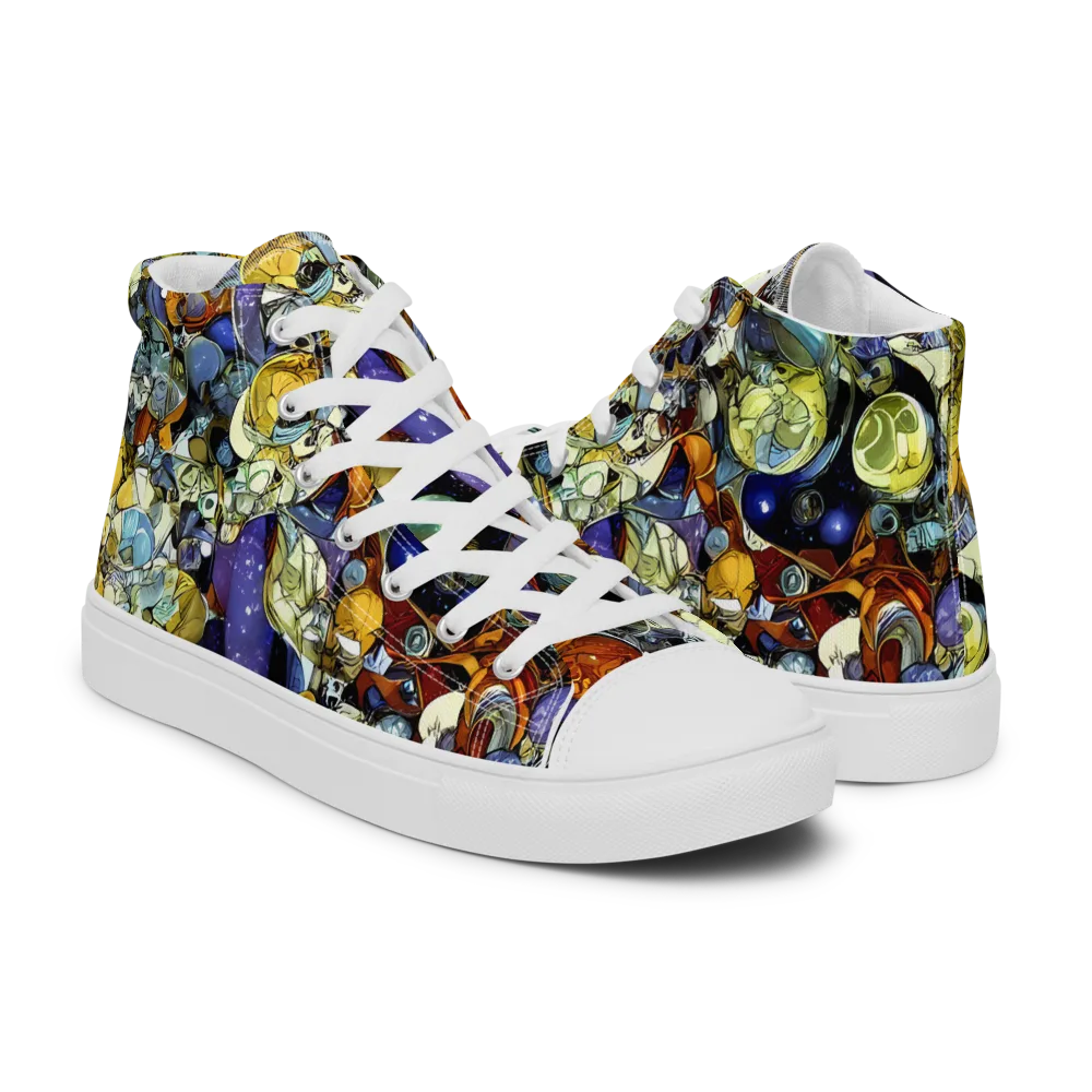 Galactic Relics on Men's High Top Canvas Shoes — Right