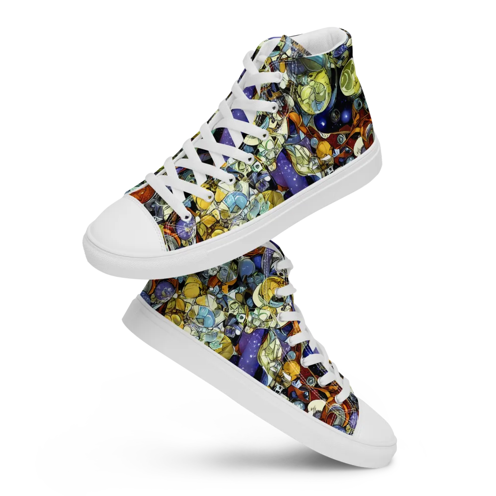Galactic Relics on Men's High Top Canvas Shoes — Front