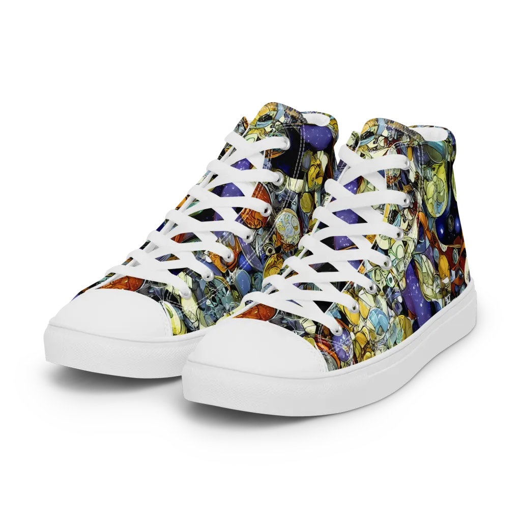 Galactic Relics on Women's High Top Canvas Shoes — Left Front