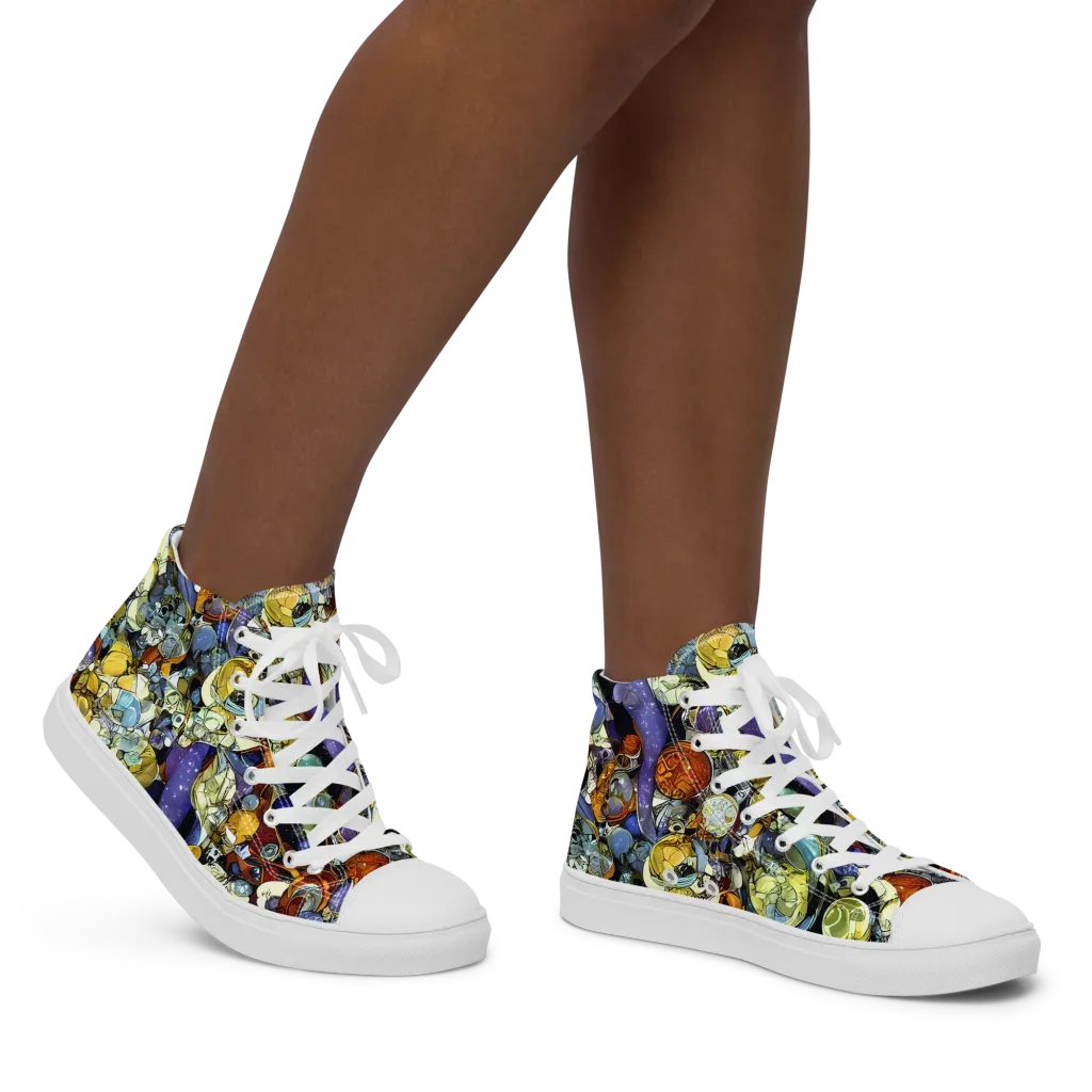 Galactic Relics on Women's High Top Canvas Shoes — Right