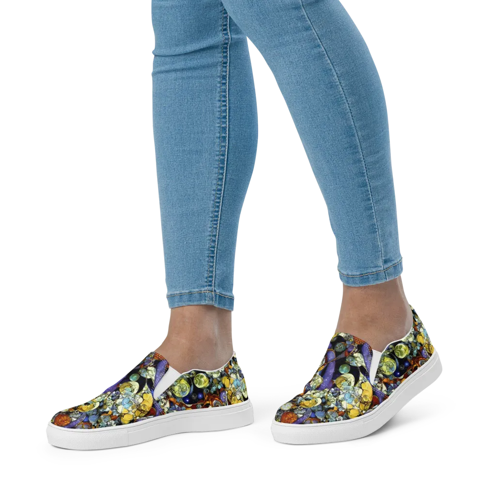 Galactic Relics on Women's Slip-On Canvas Shoes — Front
