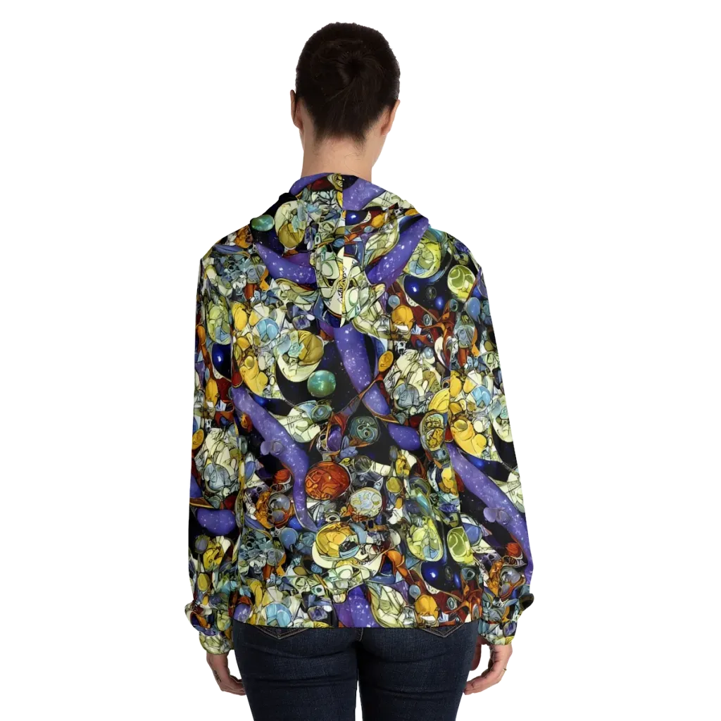 Galactic Relics on Women's Full-Zip Hoodie — Back On Person
