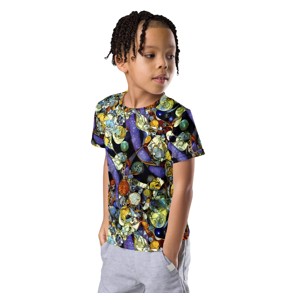 Galactic Relics on Kids Crew Neck T-Shirt — Left Front