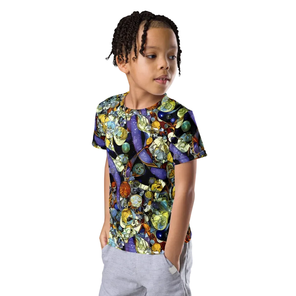 Galactic Relics on Kids Crew Neck T-Shirt — Left Front
