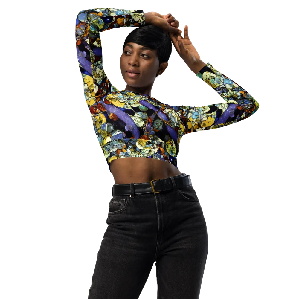 Galactic Relics on Long Sleeve Crop Top — Front