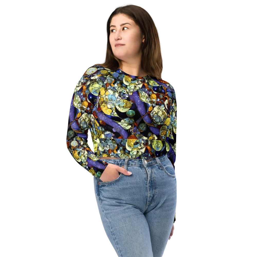 Galactic Relics on Long Sleeve Crop Top — Front