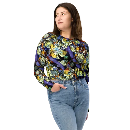Galactic Relics on a Long Sleeve Crop Top